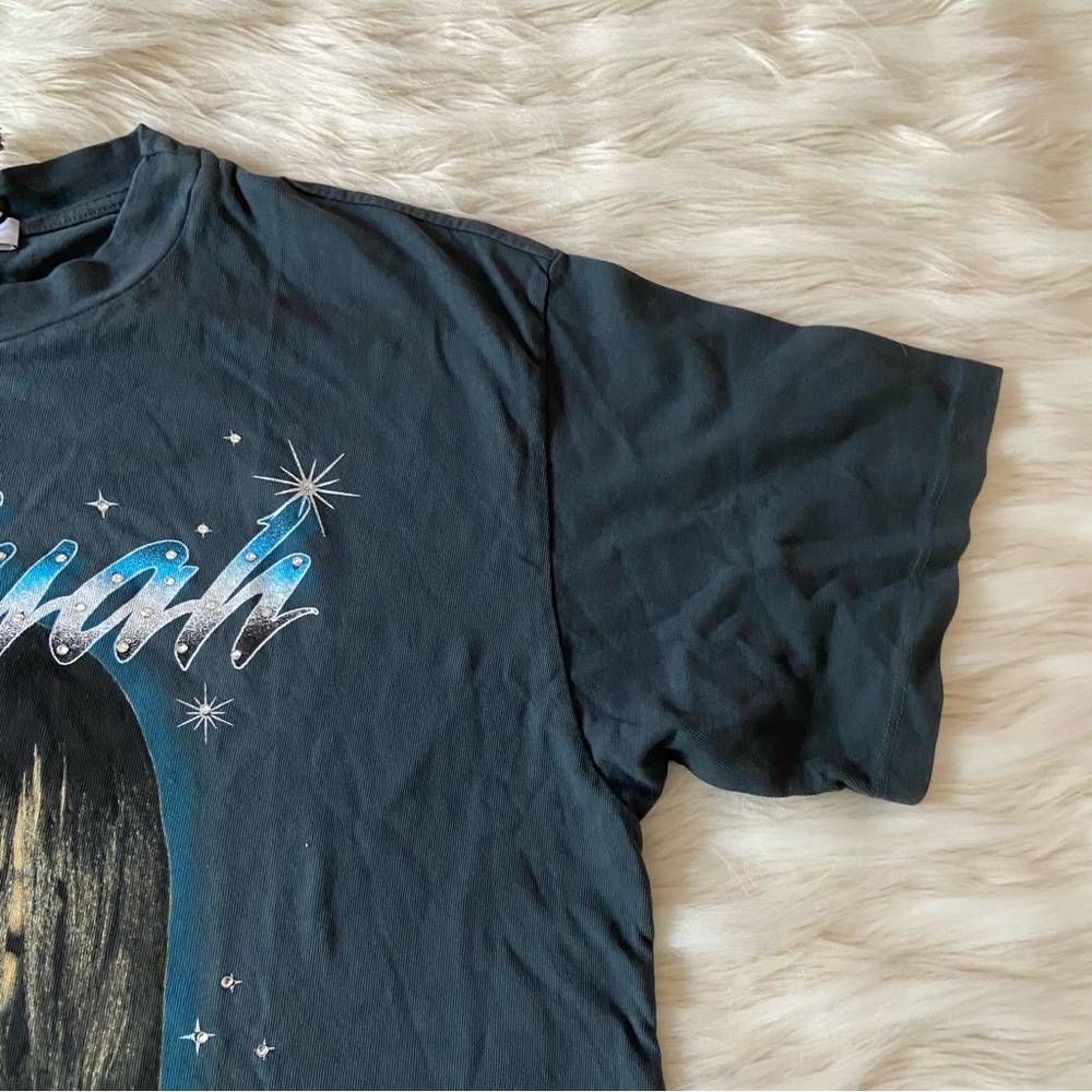Free People Black Silver Aaliyah One in a Million Oversized Relaxed T-Shirt Sz M - Picture 5 of 11